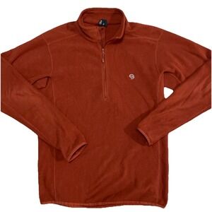 Mountain Hardwear Mens 1/4 Zip Pullover Fleece Outdoor Sweater Rust Orange Small